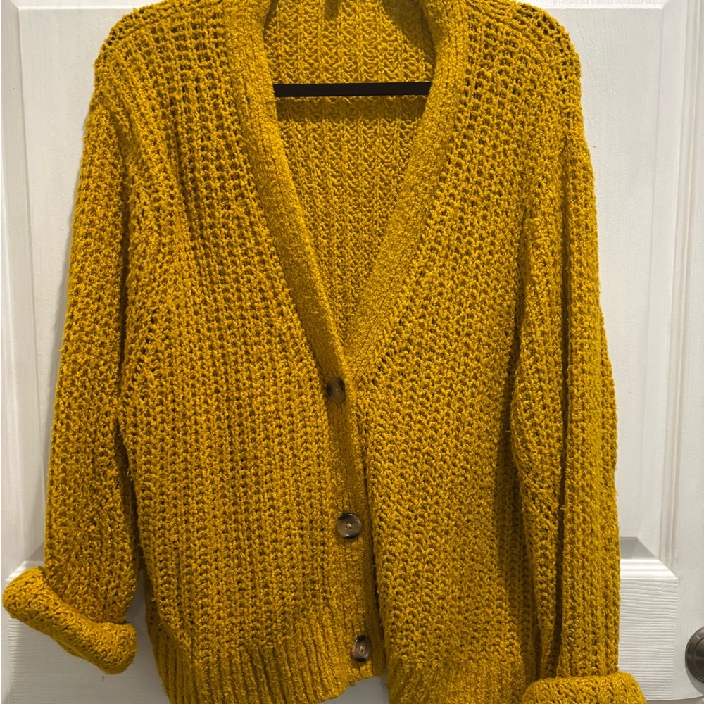 Elizabeth and James Yellow Chunky Knit Cardigan